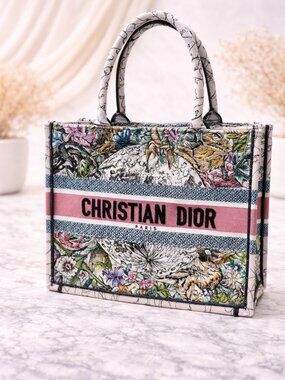 Authentic Dior Book Tote Animal Floral Embroidered Bag | Christian Dior Tote